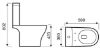 Kameo Close cupled white pan cistern and seat D shaped Short prjection 598mm Open Back Complete rimless WC Technical Drawing